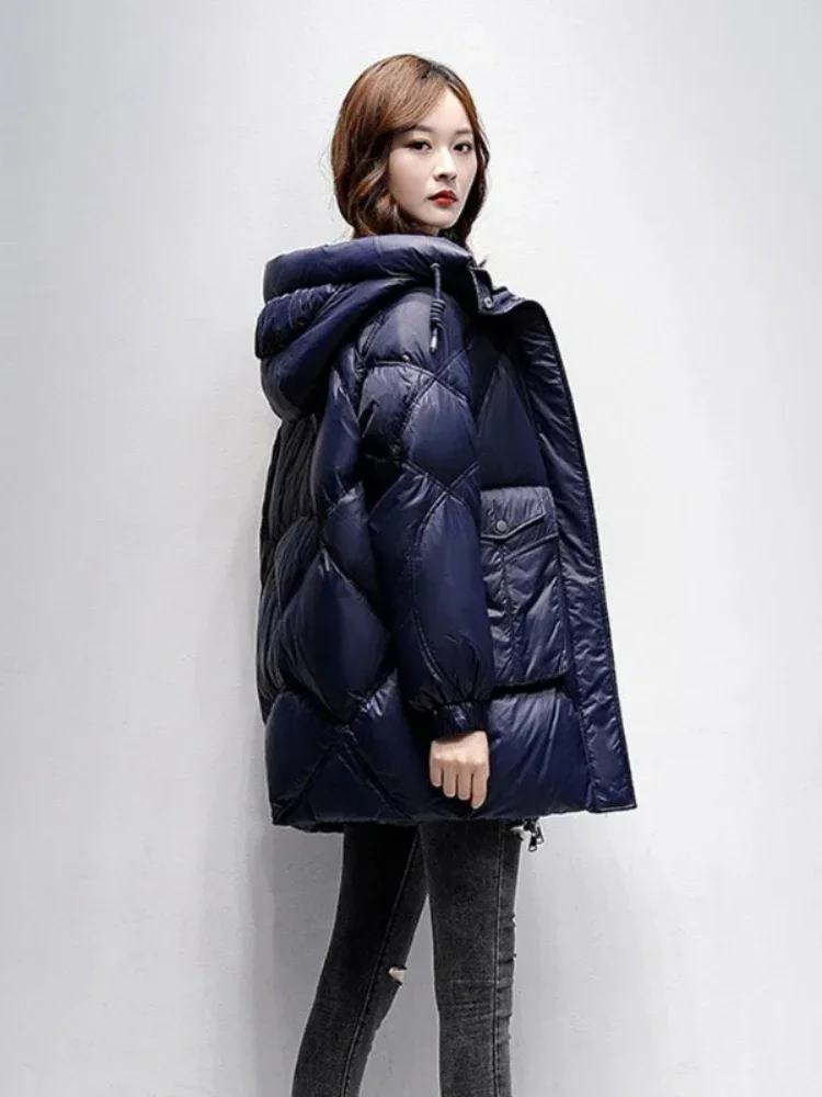 Женское зимнее пальто длинная теплая парка с капюшоном свободная Толстая