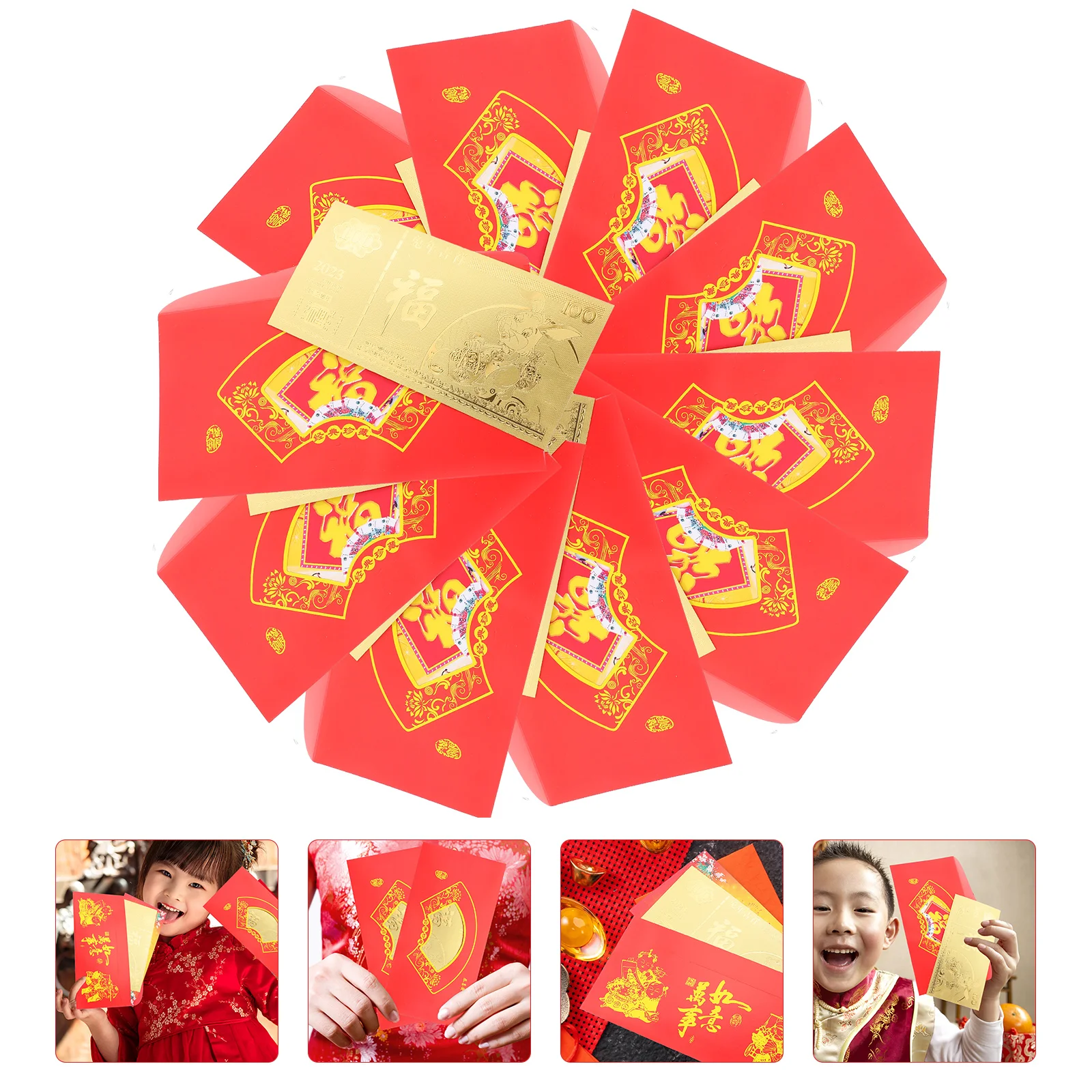 

Конверт для банкнот в китайском стиле, конверт с золотым кроликом для празднования, свадьбы, праздника, весны