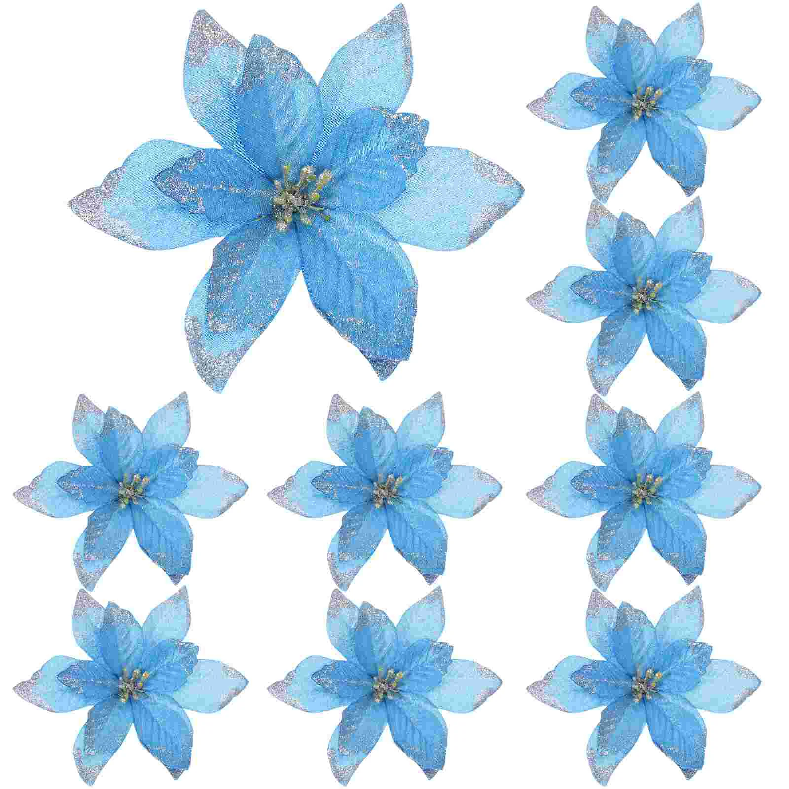 

Flowers Christmasartificial Flower Glitter Tree Poinsettia Ornamentwreath Faux Wedding Decorations Holiday