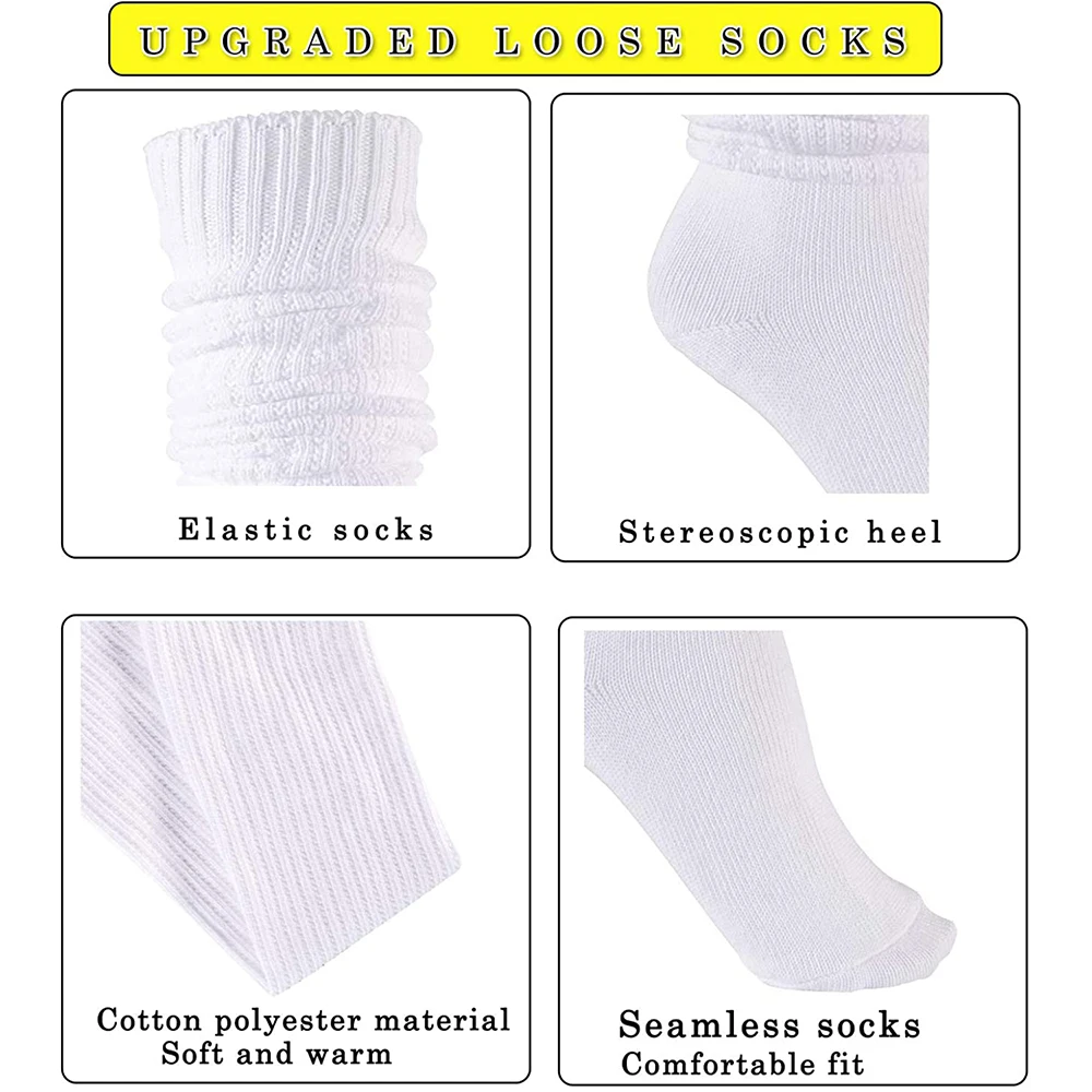 Women Slouch Loose Socks Japan High School Student Girl's  Stockings Uniform Cosplay Leg Warmers