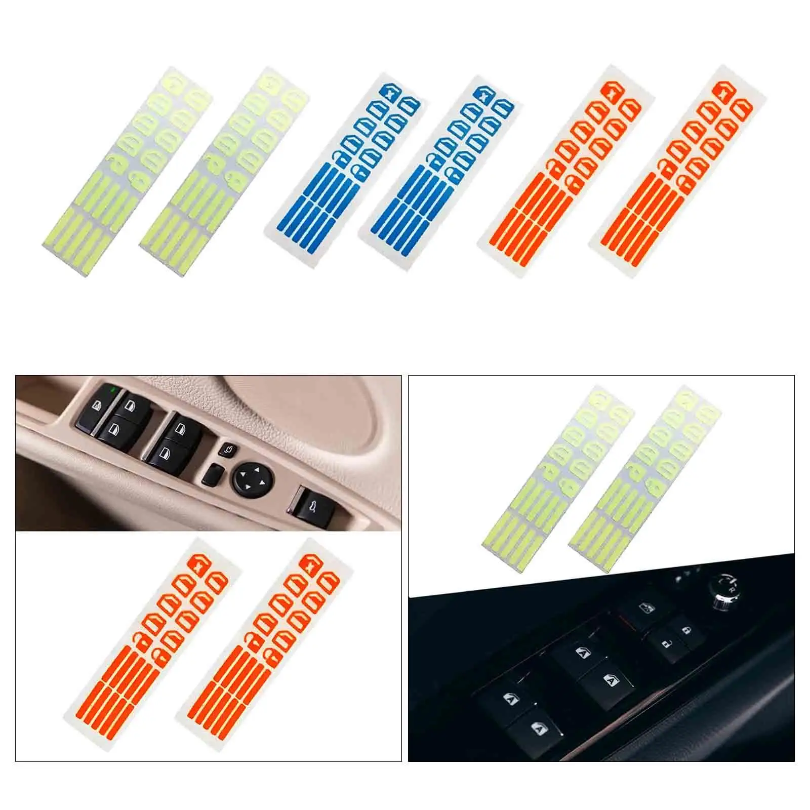 2 шт. светящиеся автомобильные наклейки на стекла и двери