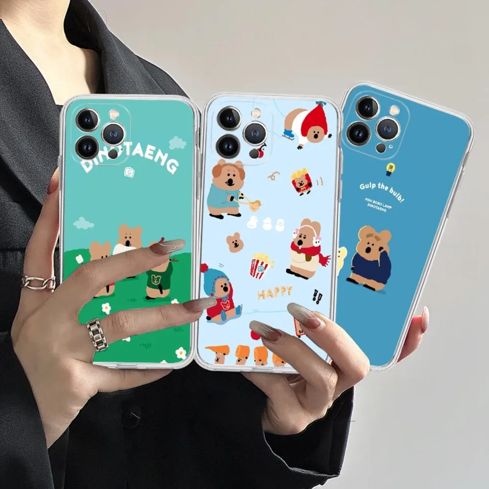 Cute D-Dinotaeng Bear Phone Case Silicone Soft for iphone 16 15 14 13 12 11 Pro Mini XS MAX Plus X Cover