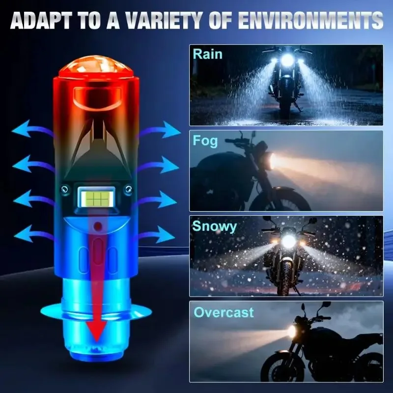 Фото 1 шт. CSP Moto LED H4 BA20D P15D Лампа для мотоциклетной фары, сверхъяркая, 4000000 лм, аксессуары для мотоциклов, ближний/дальний свет, противотуманная фара, 12В №4