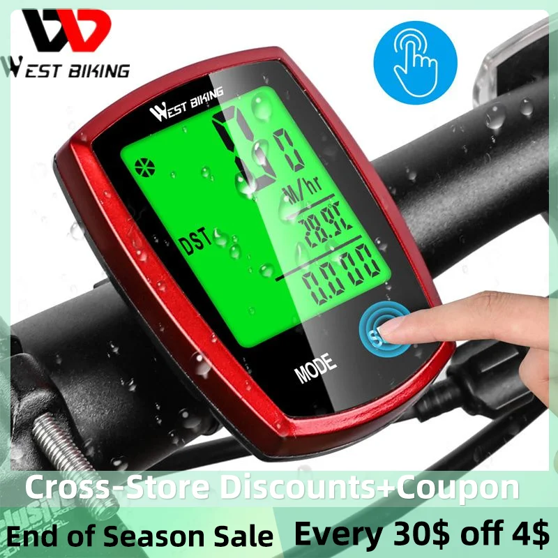 

WEST BIKING Bike Mini Computer Wireless Odometer Cycling Measurable Stopwatch Waterproof MTB Road Bike Wired Speedometer