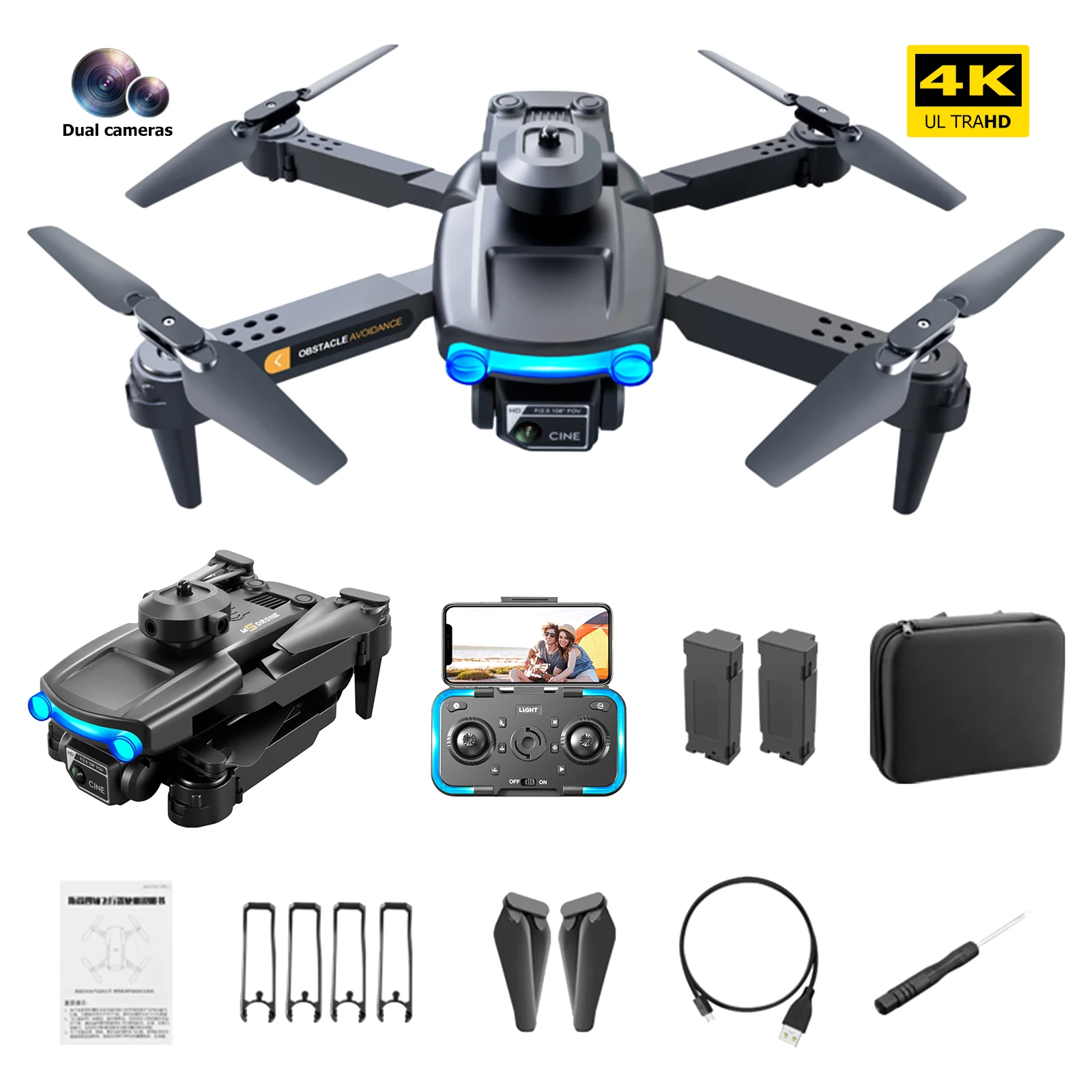 

4-канальный складной Квадрокоптер с оптическим потоком позиционирование 2,4 ГГц складные радиоуправляемые FPV Дроны с удержанием высоты Безг...