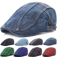 adjustable denim beret hats men women unisex jeans berets newsboy hat spring autumn hats peaked cap casual forward caps 2021