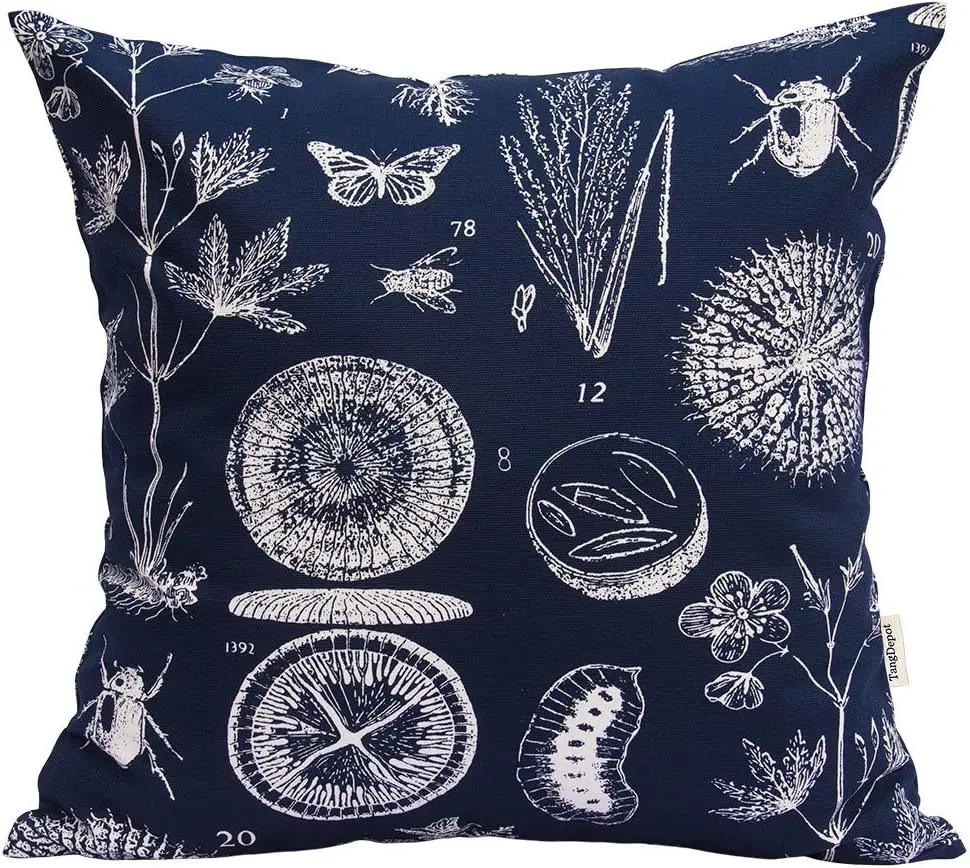 

Cotton Nature Theme Throw Pillow Covers, Cushion Covers, Pillows Shells, 10 Sizes Option - (18"x18", N05 Navy Natural)