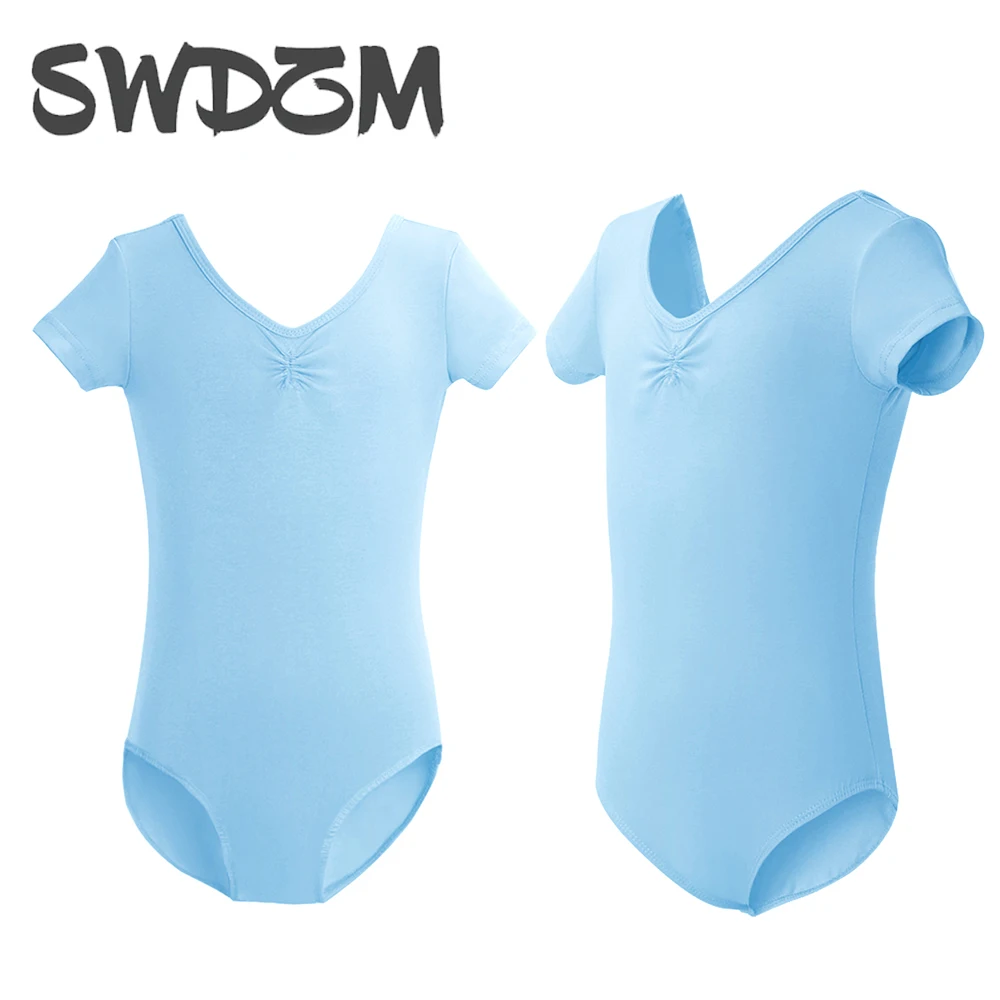 ballet leotards for girls children kids toddler cotton bodysuit dance wear short sleeve gymnastics costume catsuit closed crotch