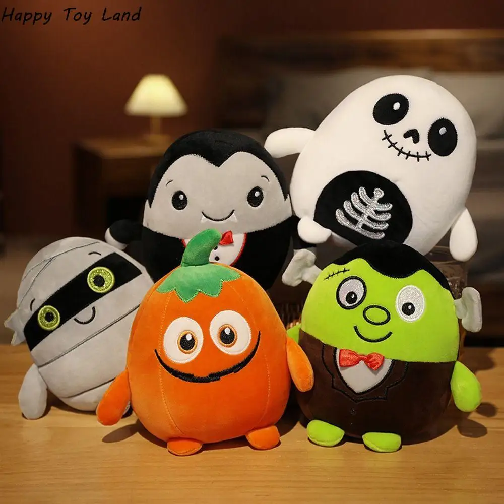 

20cm Funny Halloween Doll Plush Toy Pocket Animal Scary Dark-ness Skeleton Blame Pumpkin Vam-pire Frankenstein Bat Party Prop