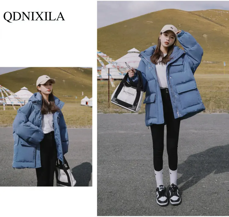 2023 Winter Women's Parkas Cotton Coats Hooded Short College Style Korean Fashion Down Cotton Jacket Female Clothes Very Warm