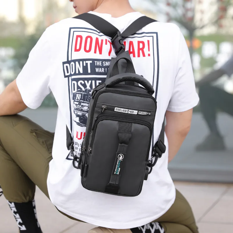 Multifunction Men Crossbody Bag Fashion USB Charge Chest Pack Sling Shoulder Bags Male Waterproof Short Trip Messenger Bag