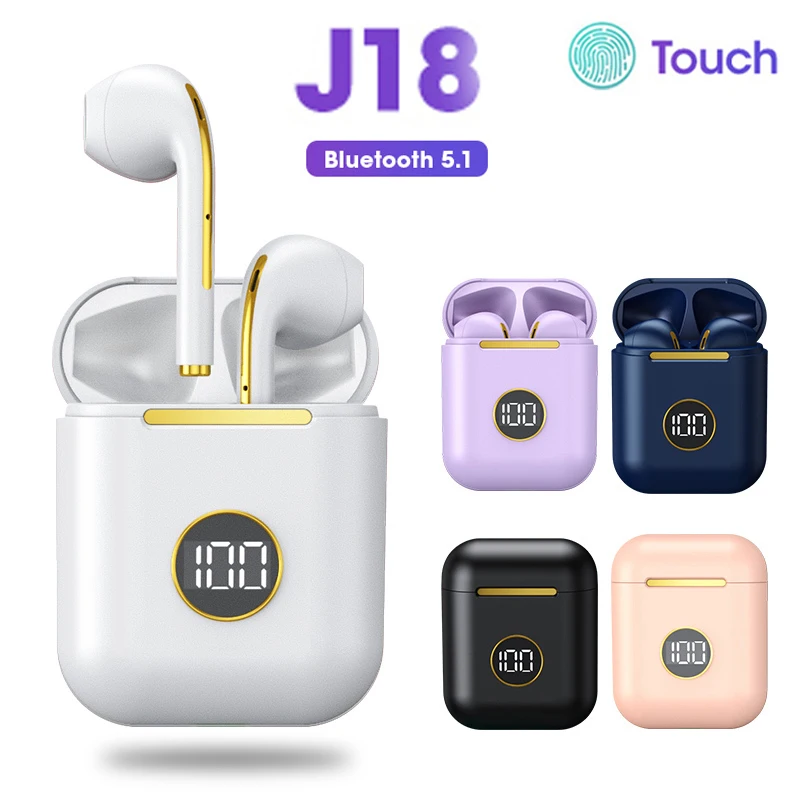 

upgraded J18 TWS Bluetooth Headset 5.1 Stereo Hearing Aid Sports Noise cancelling wireless headset with charging case microphone