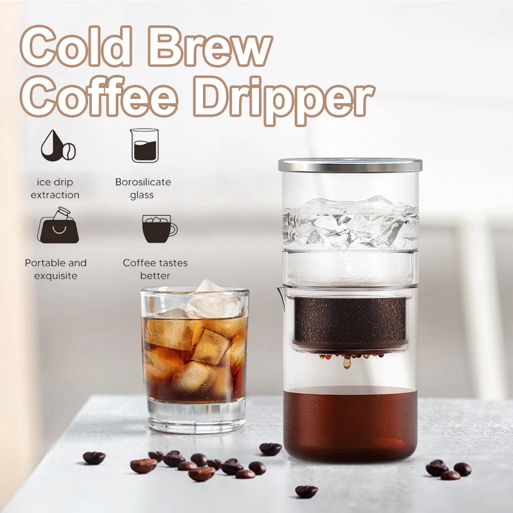 

300ml Cold Brew Coffee Ice Drip Coffee Maker Borosilicate Glass Cold Drip Coffee Set with Mesh Filter for Coffee Tea Home Office