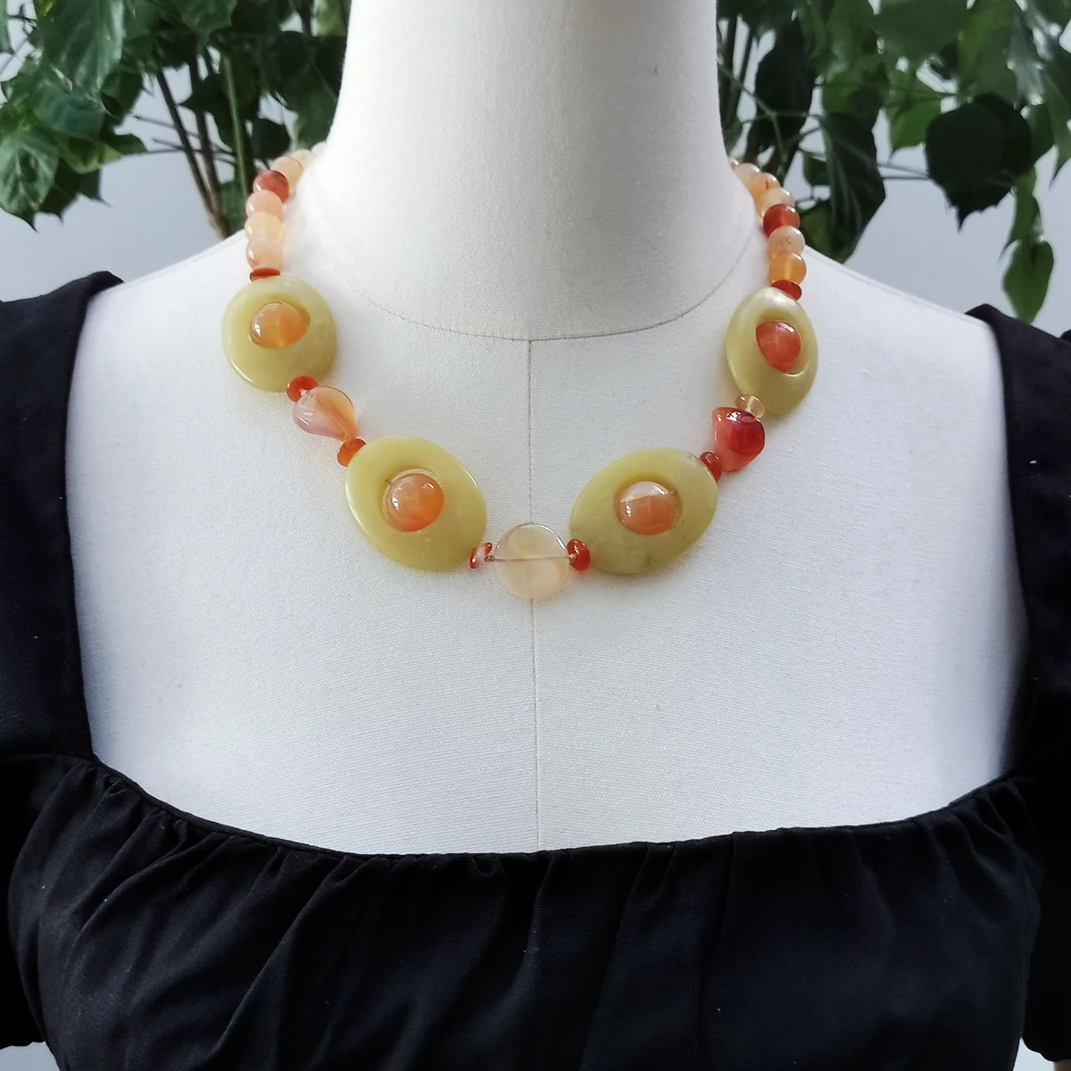 Lii Ji Настоящий камень желтое ожерелье 51-54 см Агат лимонный нефрит в наличии