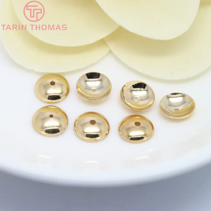 (3459)20 шт. 3 мм 4 6 8 10 12 24 к позолоченные латунные глянцевые шапочки для бусин высокое