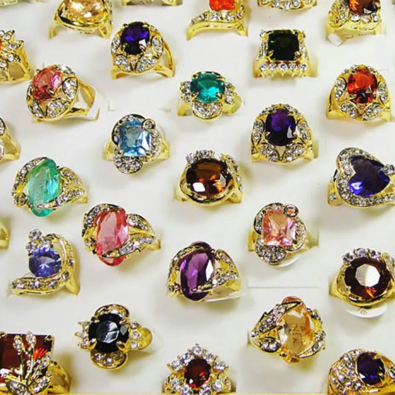 5 шт., модные золотые бриллианты, кольца с фианитом для женщин, модные ювелирные изделия, бриллианты LB078