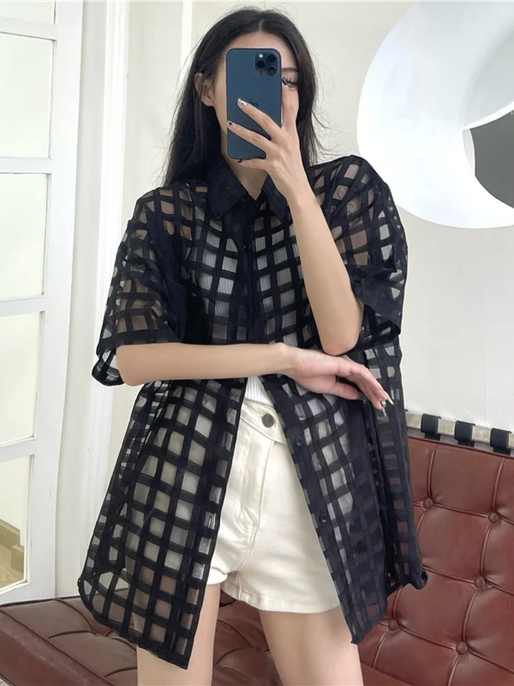 

Vintage Summer Thin Hollow Blouse 2022 Fashion Streetwear Sun Protection Coat Harajuku Hooded Shirt Korean Casual Loose Tops Y2k