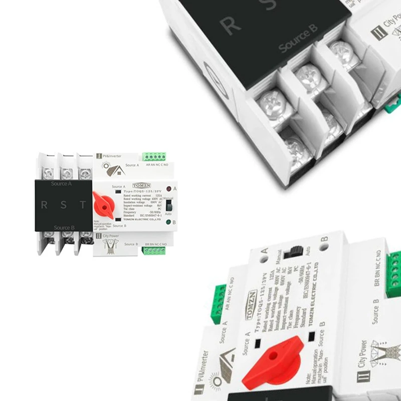 

Din Rail 3P ATS Dual Power Automatic Transfer Switch Electrical Selector Switches Uninterrupted Power