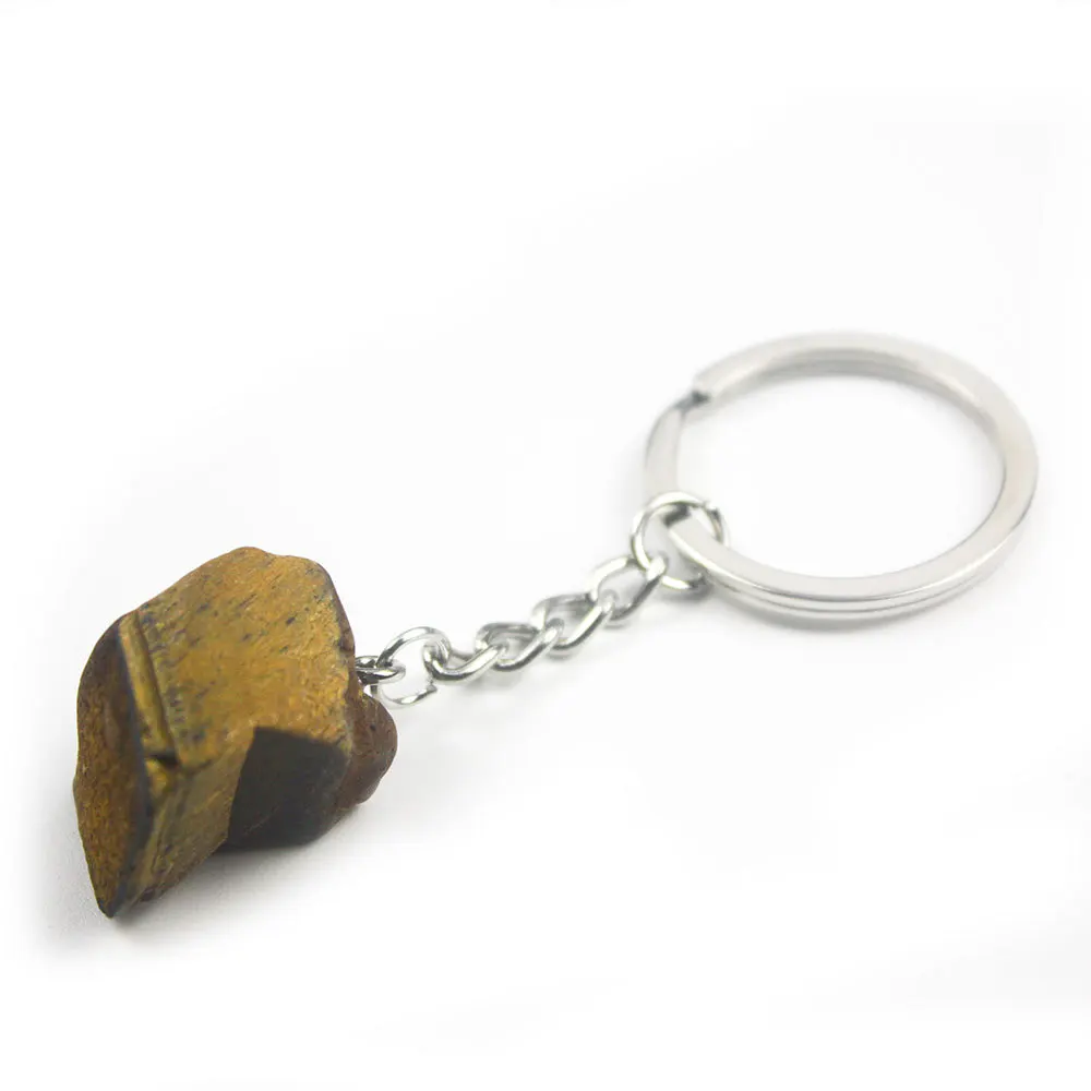 

New 20Pcs New Natural Stone Keychain Crystal Agate Irregular Hanging Ring Raw Stone Keyring Bare Stone Jewelry Accessories