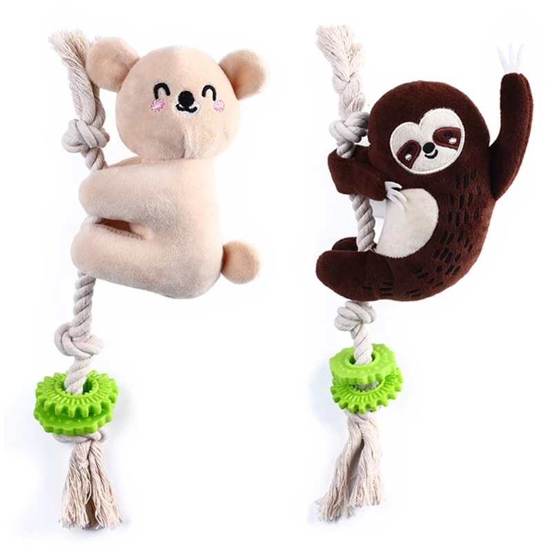 J2FB Lovely Dog Squeak Toys Small Breed Sloth Shape Toy Interactive Dog Plush Ball Toy Durable for Medium Dogs
