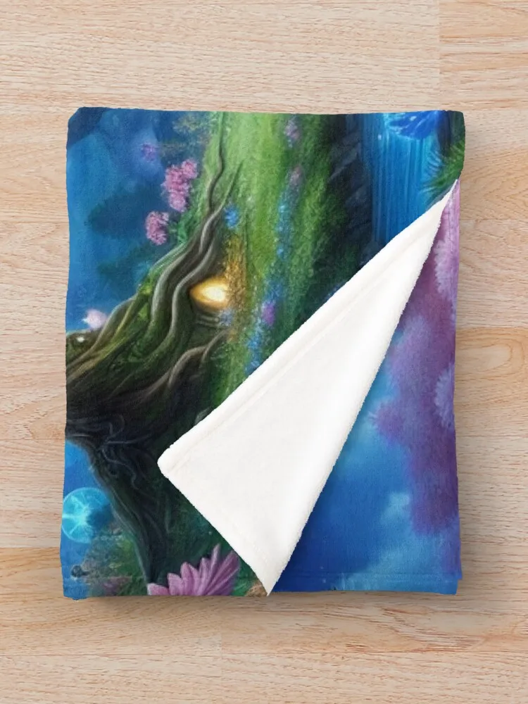 Moonlit Enchantment Magical Waterfall and Luminous Floral Gardens Under a Starry Sky Throw Blanket Baby sofa bed Blankets
