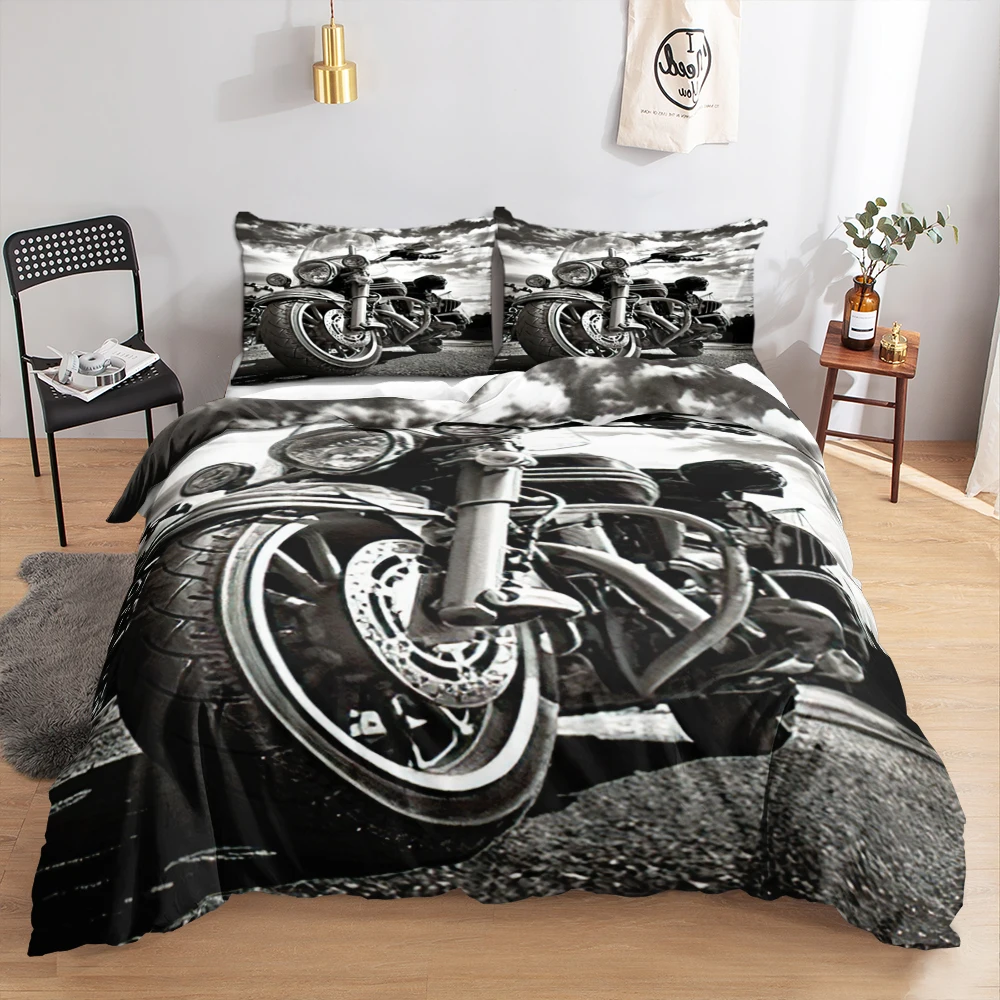 

3D крутой мотоциклетный комплект пододеяльников с рисунком, размер King, стандартный чехол для детей, подростков