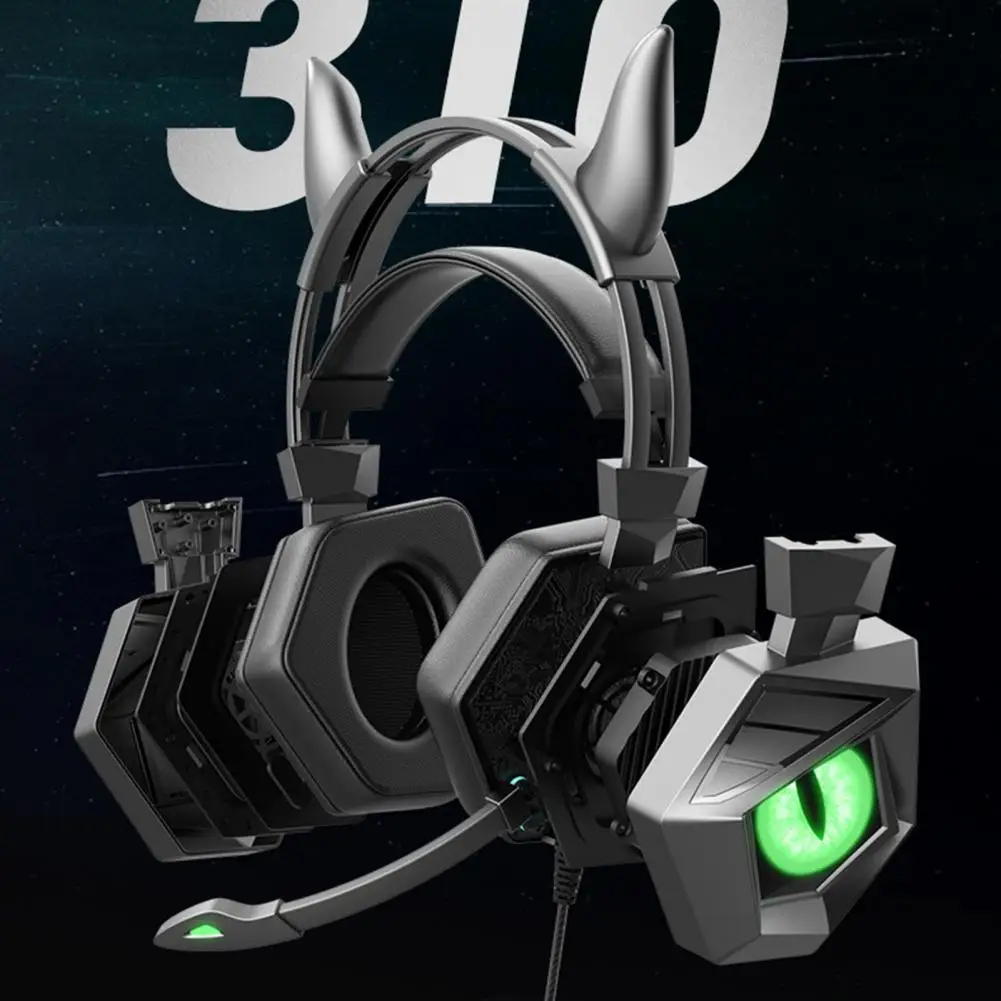 

Легкая практичная Проводная игровая гарнитура 3,5 мм/USB «Корова» с микрофоном, светящиеся наушники для рабочего стола