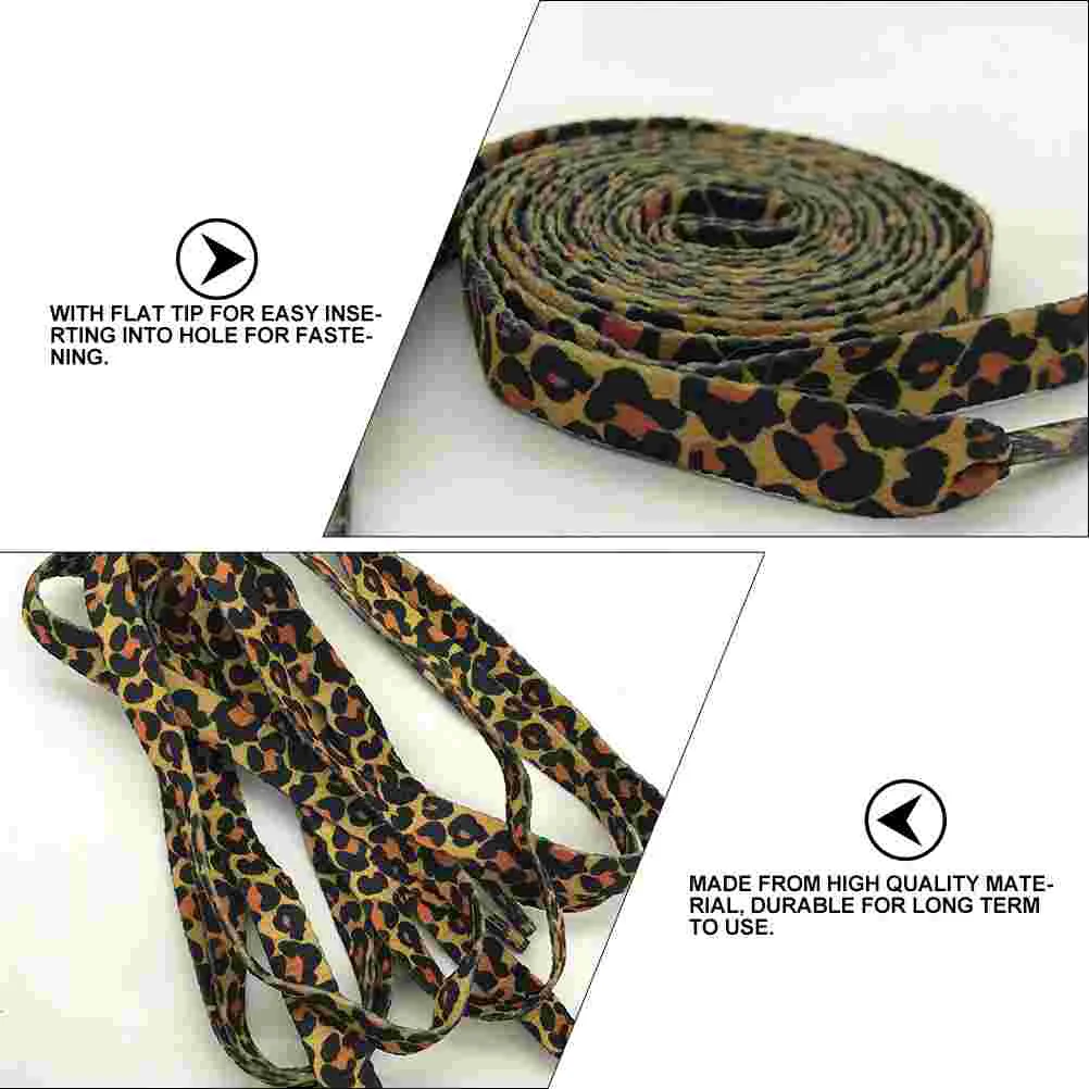 2 Pair Yellow Flat Shoes Accessories Polyester Shoelaces Shoe Laces Sneakers Leopard Lace Classic Brown Shoe Laces