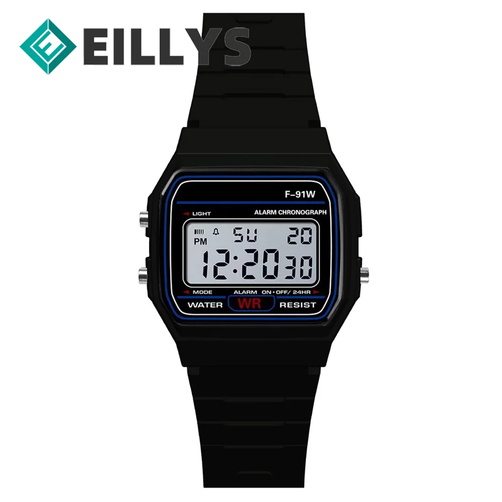 

Часы Eillysevens Мужские водонепроницаемые, модные спортивные цифровые с ЖК-дисплеем, с хронографом и резиновым ремешком