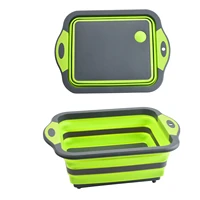 foldable cutting board multifunctional kitchen vegetable wash basket camping sink plate suitable for bbq prep picnic camping