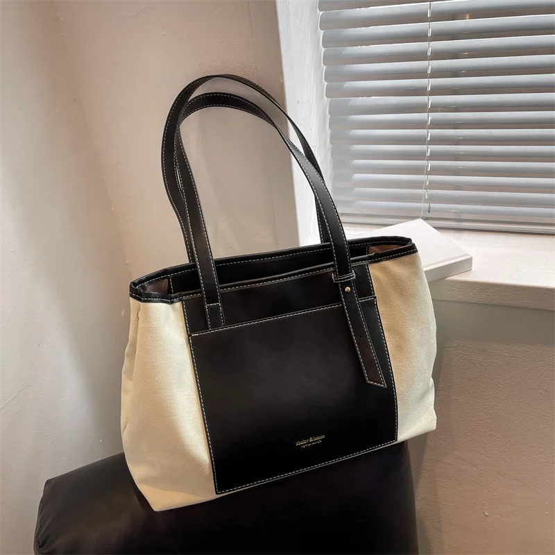 

Large Capacity Canvas Travel Tote Bags For Women Handbag Purse 2023 New Fashion Simple Shopping Pack Ins Chic Shoulder Bag Tide