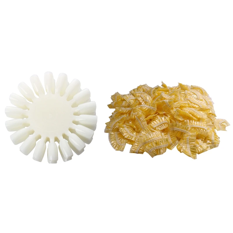 

10Pcs Nail Art Tips Gel Display Practice Wheel With 100Pcs Disposable Hairdressing Earmuffs Salon Clear Ear Cover