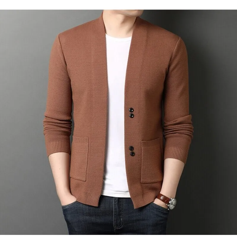 Мужская Тонкая трикотажная куртка с длинным рукавом на весну и осень