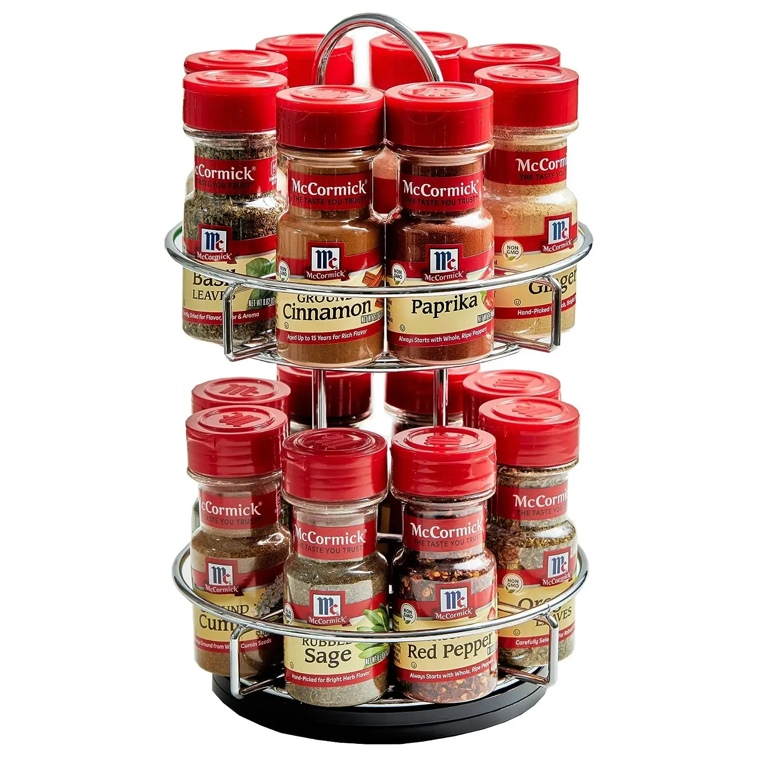 

Two Tier Chrome 16 Piece Spice Organizer with Spices Included, 26.09 oz Spray bottle Air fryer Dispensador de aceite Kitchen ga