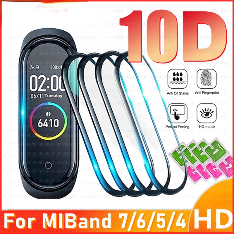 

2022for Xiaomi Mi band 6 5 7 4 Screen Protector Miband 6 5 Smart Watchband Full Protective Cover Case Strap Bracelet 10D Film Gl