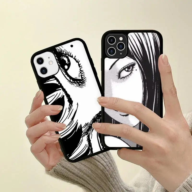 

Junji Ito Tees Horror cartoon Phone Case Silicone PC+TPU Case for iPhone 11 12 13 Pro Max 8 7 6 Plus X SE XR Hard Fundas