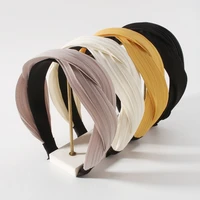 fashion wide edge hair accessories fashion temperament simple cross non slip solid color cloth hair band
