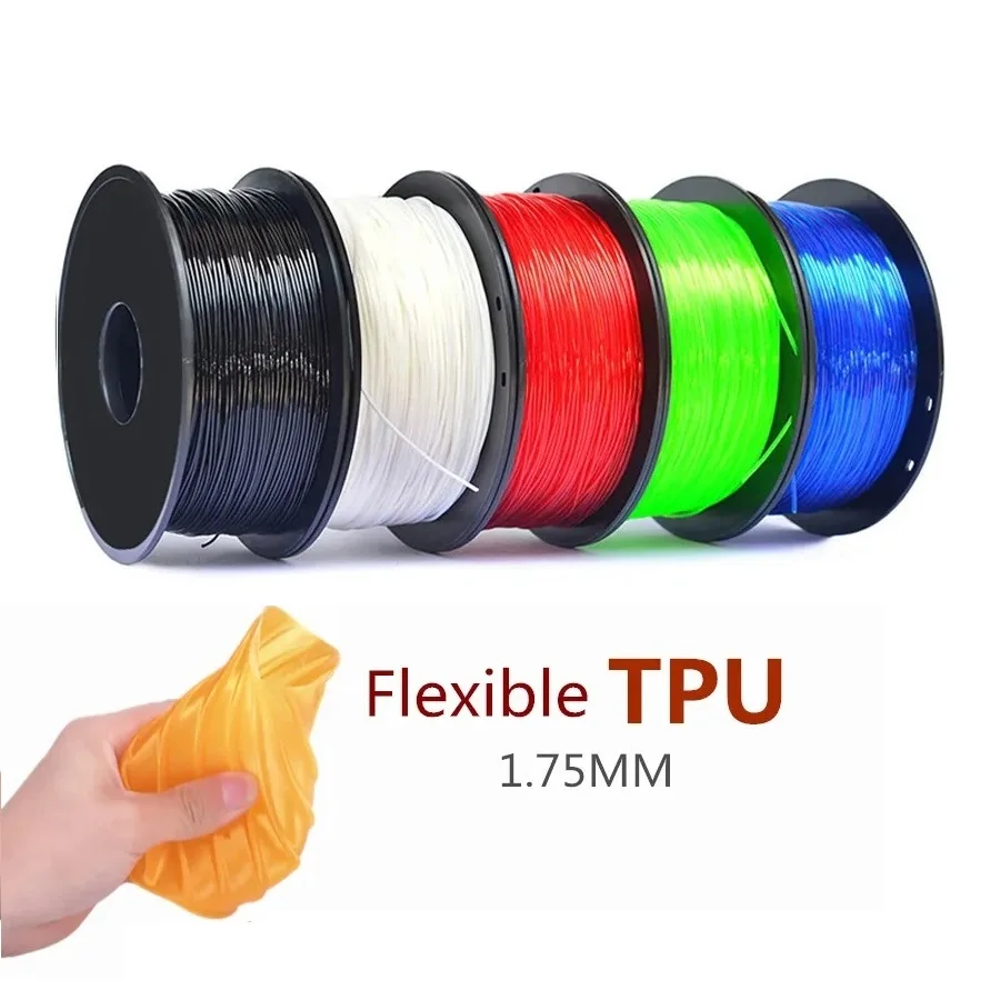 

3D Printer TPU Filament 1.75mm Flexible TPU 1kg 500g 250g Plastic Material Transparent Filament TPU Resin White Black Skin