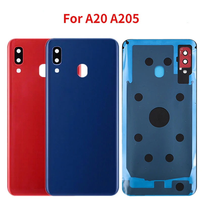 Задняя крышка батарейного отсека для Samsung Galaxy A20 A205 SM-A205F A205DS, задняя панель, корпус, запасные части с объективом камеры Задняя крышка батарейного отсека для Samsung Galaxy A20 A205 SM-A205F A205DS, задняя панель, корпус, запасные части с объективом камеры