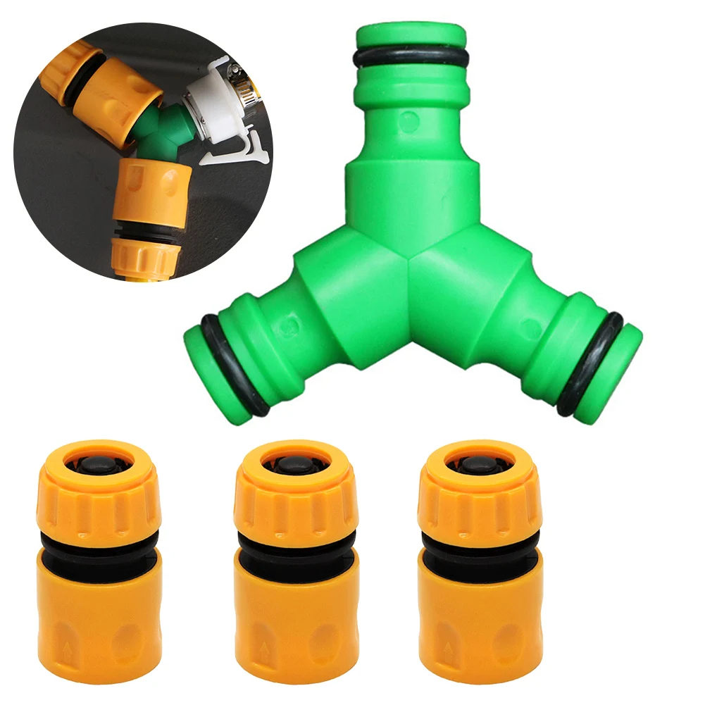 3 Way Garden Hose Pipe Connector Pipe Joints Quick Water Stop Release Fittings Y Type Garden Watering Fitting Connector