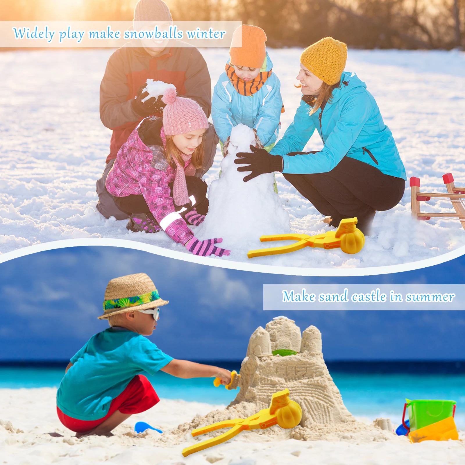 

4pcs/set Snowball Fights Tools Multi-shape Cartoon Snow Balls Making Clamps Snow Ball Maker Gadgets Kids Gifts for Christmas