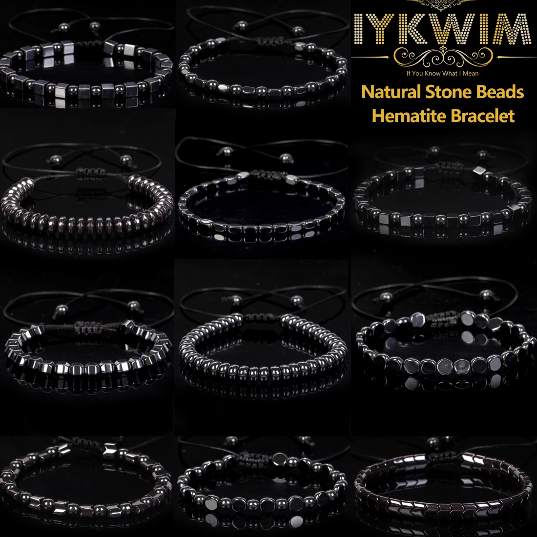 Natural Stone Hematite Energy Bracelets Irregular Spacer Beads Jewelry Magnetic For Man Women Gift Adjustable Natural Stone Hematite Energy Bracelets Irregular Spacer Beads Jewelry Magnetic For Man Women Gift Adjustable