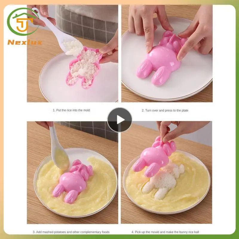 

Легко снимаемый кролик бэнто, модель безопасного материала, форма для рисовых шариков 1 комплект, легко моющаяся форма для суши, инструменты для выпечки/гриля, форма 40 г