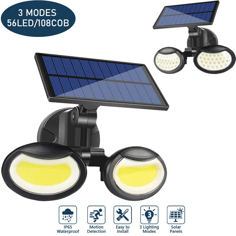 

COB LED Solar Street Light Outdoor IP65 Waterproof 3 Working Mode PIR Motion Sensor Solar Lamp For Garden Security Wall Light