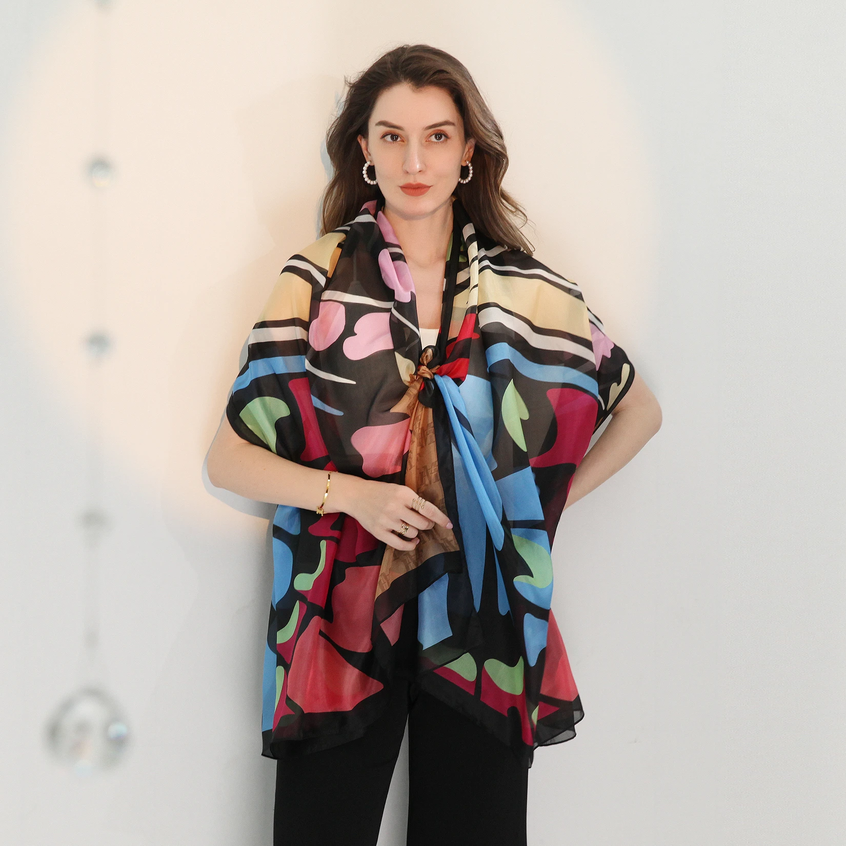 

Женский шарф из 100% натурального шелка, шаль, женские шарфы из чистого шелка, шаль, длинная Пляжная накидка