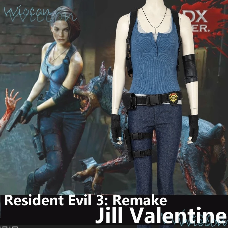 Игра Jill валентинка Косплей житель зла 3: переделка Костюм Униформа жилет обувь