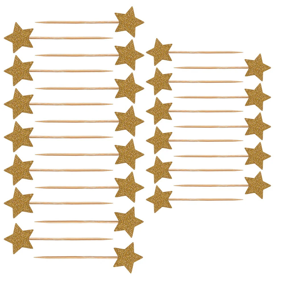 

50 Pcs Cupcake Decorating Sequin Dessert Topper Pentagram Kids Birthday Party Picks Glitter Personalised Baby