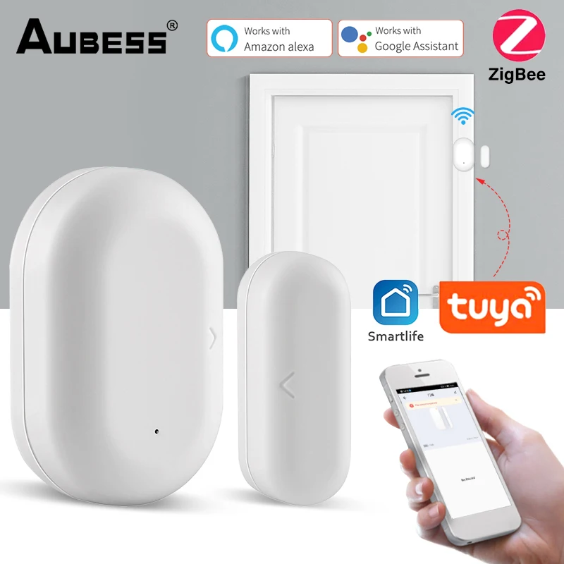 

Беспроводной умный датчик двери и окна Tuya Zigbee Hub, детектор открытия/закрытия дверей и окон, система оповещения