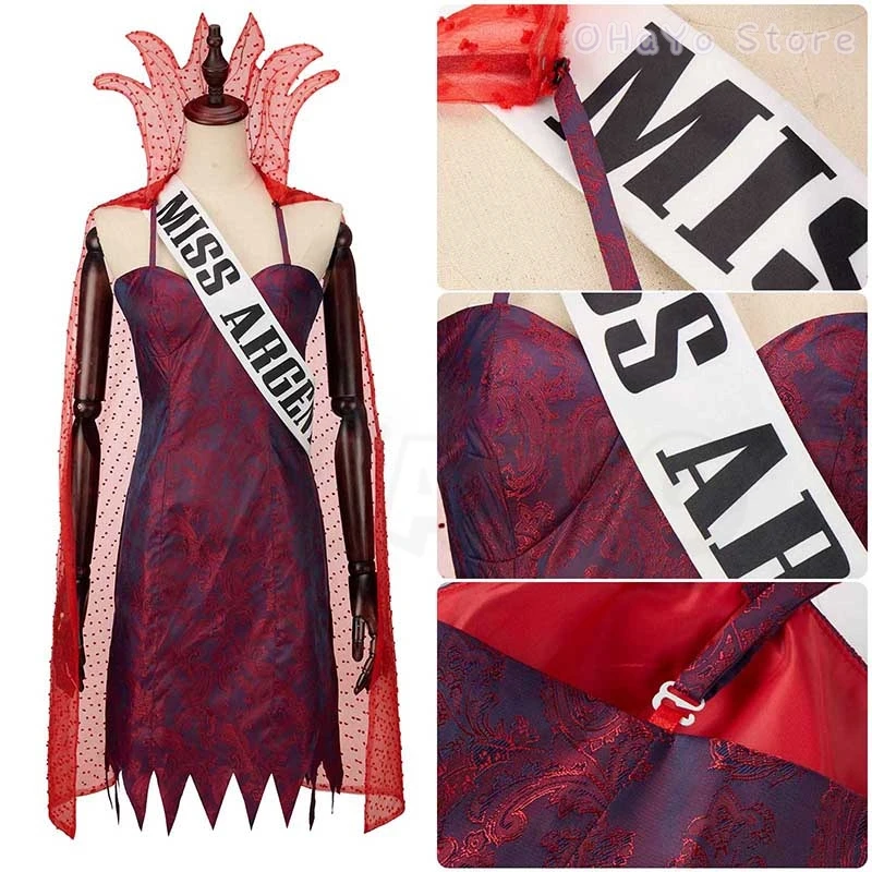 Свек коммерческий Мисс Аргентина Косплей Костюм Платье Плащ Оранжевый Вьющийся