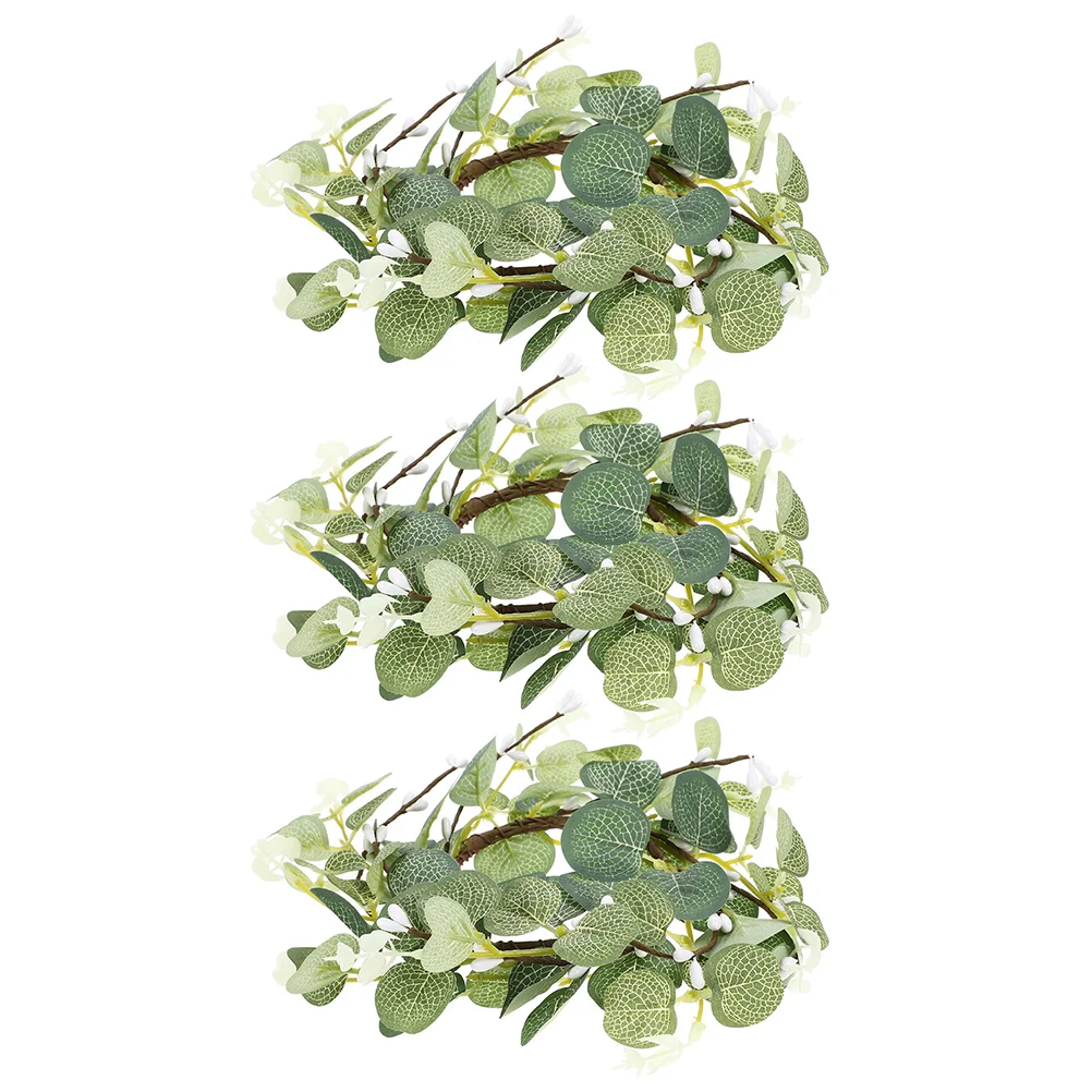 

3 Pcs Home Decor Artificial Leaves Wreath For Table Small Garlands Eucalyptus Ring Wreaths Rings Farmhouse Front Door